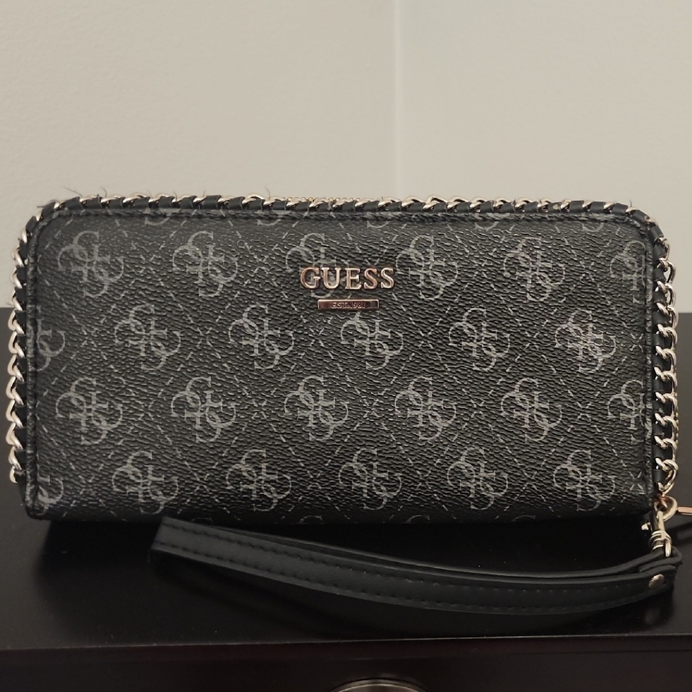Guess Black and Gold Logo Wallet